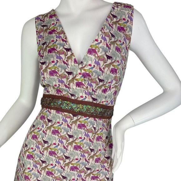 Avova Anthology Dublin Sleeveless V-Neck Dress Afican Animal Print Size Small - Picture 3 of 11